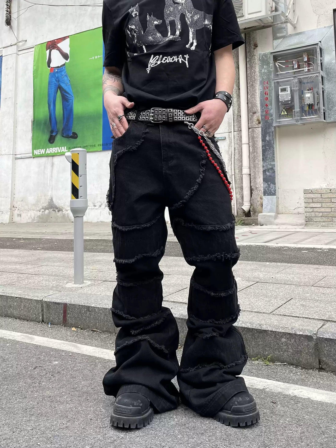 Raw Edge Stitched Bootcut Jeans Korean Street Fashion Jeans By Dark Fog Shop Online at OH Vault