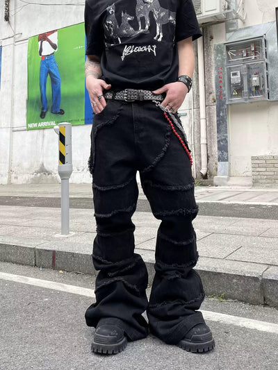 Raw Edge Stitched Bootcut Jeans Korean Street Fashion Jeans By Dark Fog Shop Online at OH Vault