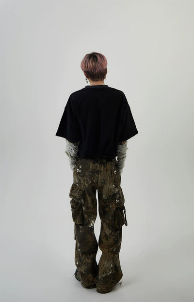 Drawstring Snake Pattern Camo Cargo Pants Korean Street Fashion Pants By Ash Dark Shop Online at OH Vault
