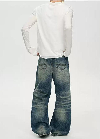 Washed Low Barrel Jeans Korean Street Fashion Jeans By A PUEE Shop Online at OH Vault