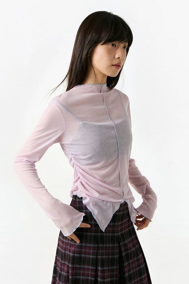 Contrast Center Seamed T-Shirt Korean Street Fashion Blouse By Crying Center Shop Online at OH Vault