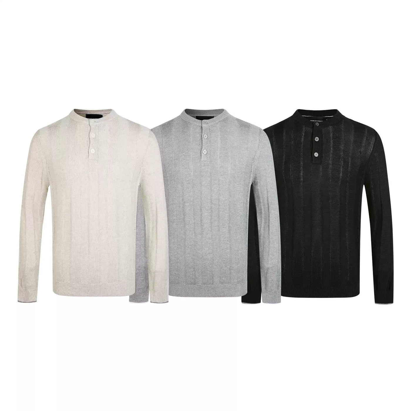 Henley Collar Ribbed Sweater Korean Street Fashion Sweater By Made Extreme Shop Online at OH Vault