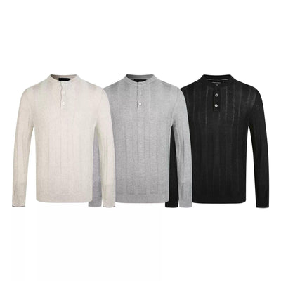 Henley Collar Ribbed Sweater Korean Street Fashion Sweater By Made Extreme Shop Online at OH Vault