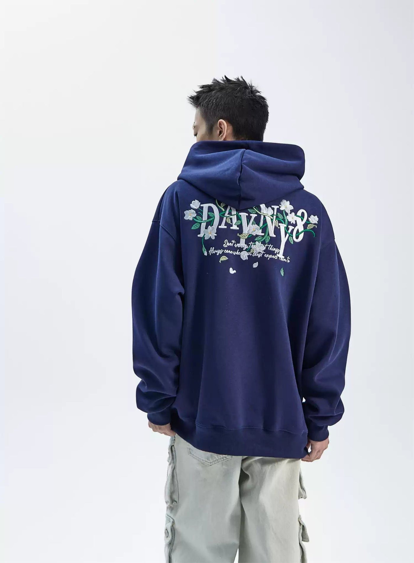 Flowers Stitch Hoodie Korean Street Fashion Hoodie By Ash Dark Shop Online at OH Vault