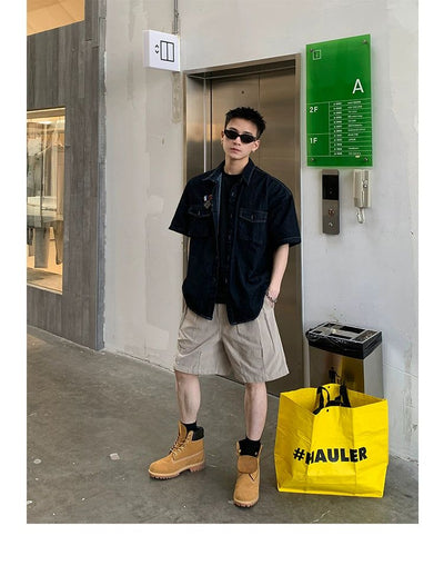 Flap Pocket Denim Shirt Korean Street Fashion Shirt By Poikilotherm Shop Online at OH Vault