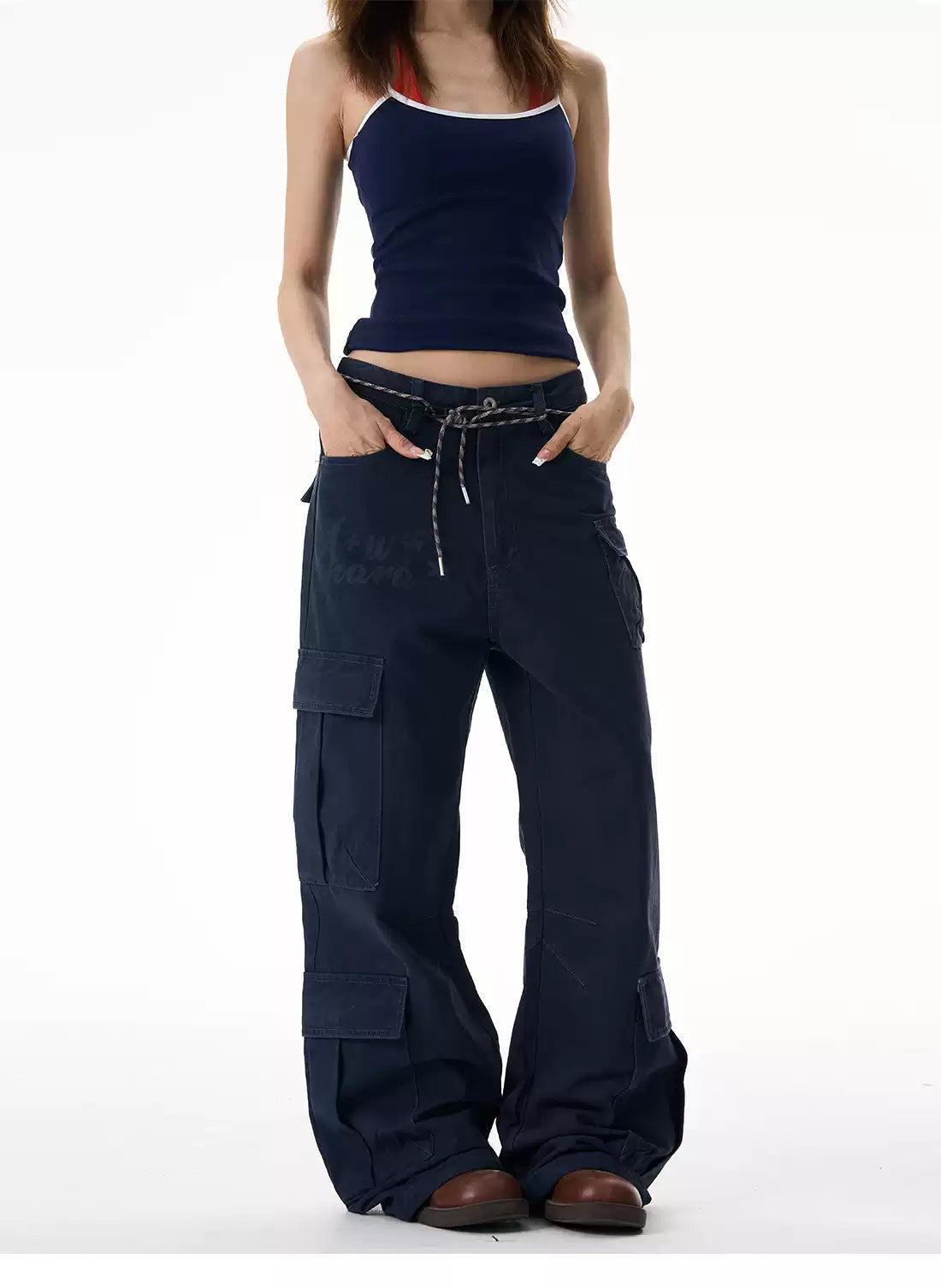 Flap Pockets Versatile Cargo Pants Korean Street Fashion Pants By 77Flight Shop Online at OH Vault
