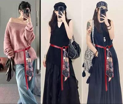 Patterned Scarf Waist Belt Korean Street Fashion Belt By Tian Tian Shop Online at OH Vault