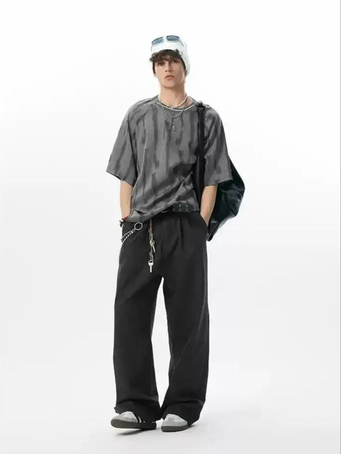 Faded Lines Loose T-Shirt Korean Street Fashion T-Shirt By JHYQ Shop Online at OH Vault