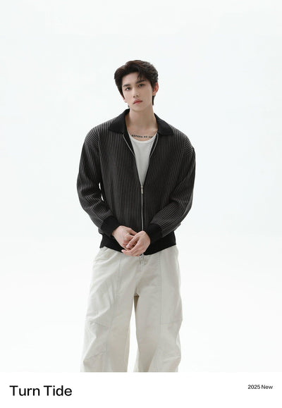 Pattern Knitted Zipped Jacket Korean Street Fashion Jacket By Turn Tide Shop Online at OH Vault