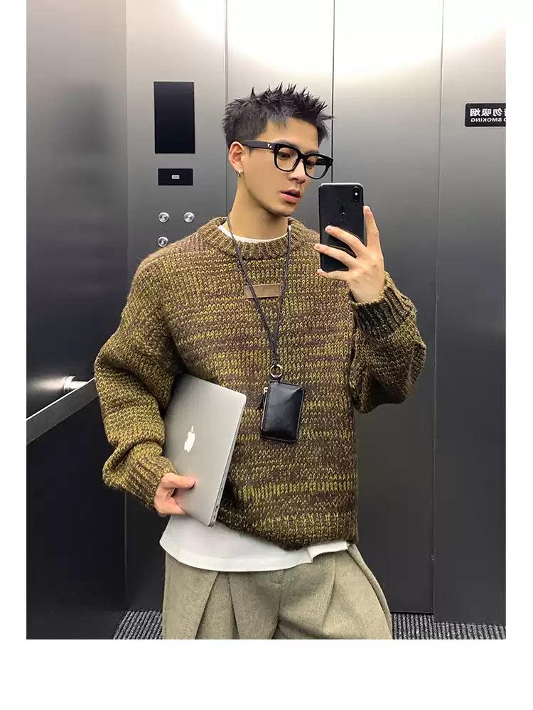 Vintage Textured Contrast Sweater Korean Street Fashion Sweater By Poikilotherm Shop Online at OH Vault