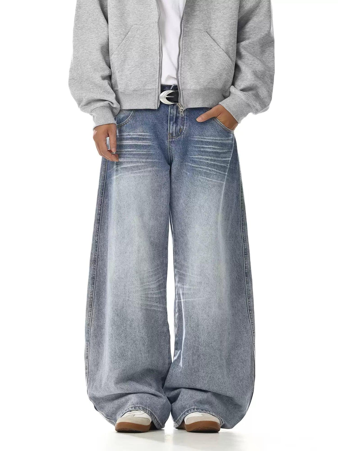 Light Wash Whiskered Jeans Korean Street Fashion Jeans By MEBXX Shop Online at OH Vault