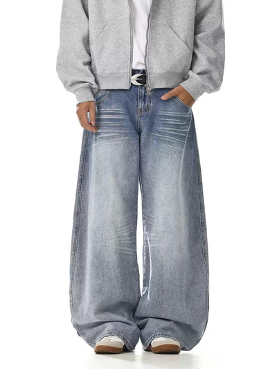 Light Wash Whiskered Jeans Korean Street Fashion Jeans By MEBXX Shop Online at OH Vault