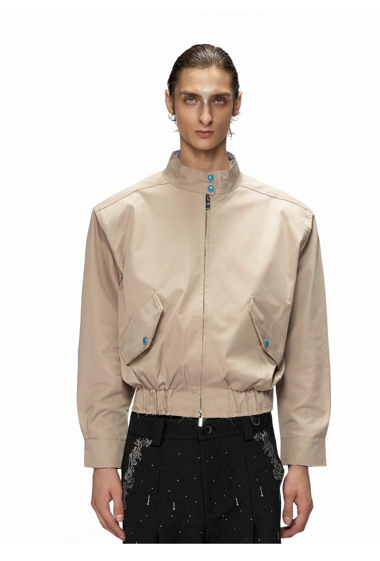 Stand Collar Striped Boxy Jacket Korean Street Fashion Jacket By Argue Culture Shop Online at OH Vault
