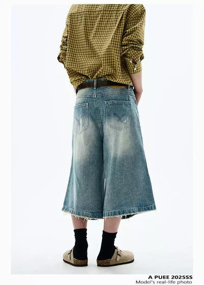 Distressed & Ripped Denim Shorts Korean Street Fashion Shorts By A PUEE Shop Online at OH Vault