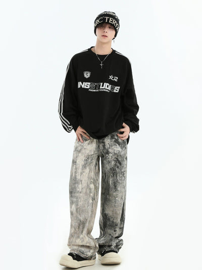 Paint Smudge Workwear Jeans Korean Street Fashion Jeans By INS Korea Shop Online at OH Vault