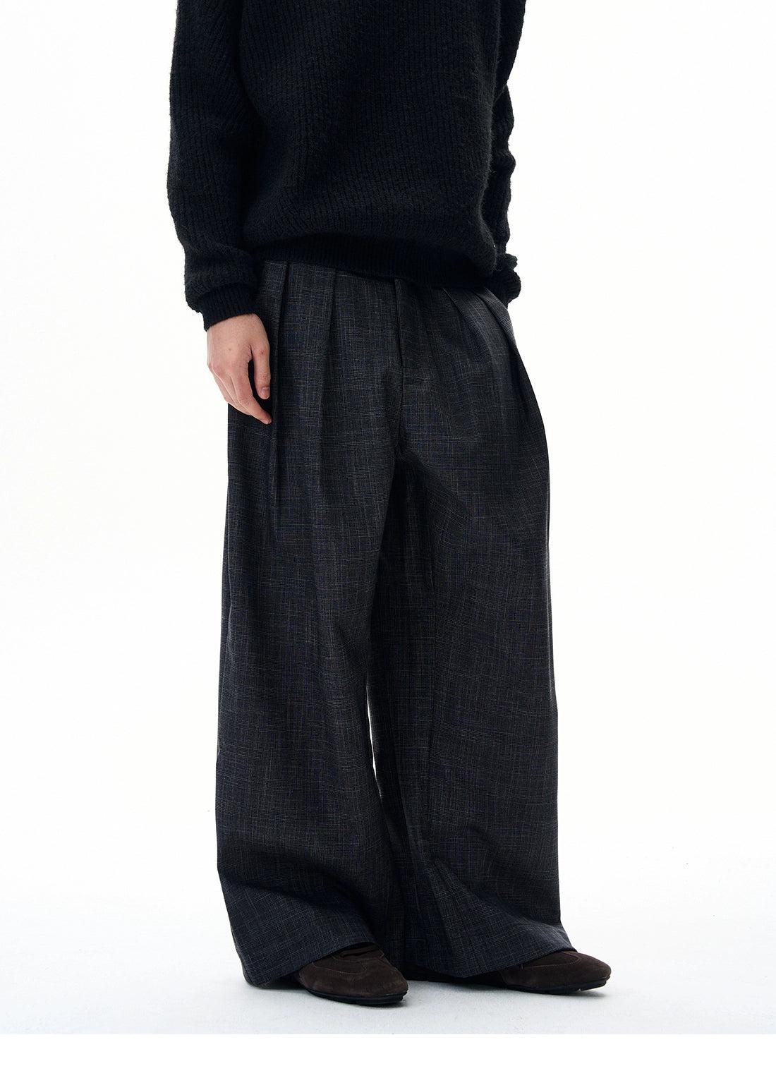 Pinstripe Pleated Wide Cut Trousers Korean Street Fashion Trousers By 77Flight Shop Online at OH Vault