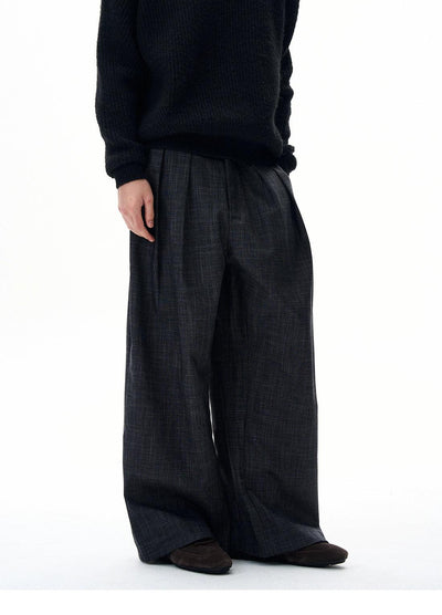 Pinstripe Pleated Wide Cut Trousers Korean Street Fashion Trousers By 77Flight Shop Online at OH Vault