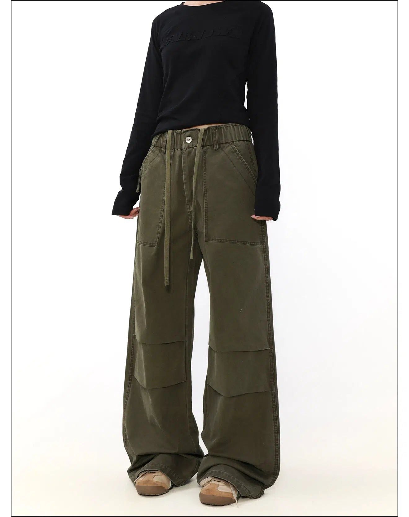 Waist String Pleated Wide Pants Korean Street Fashion Pants By Mr Nearly Shop Online at OH Vault