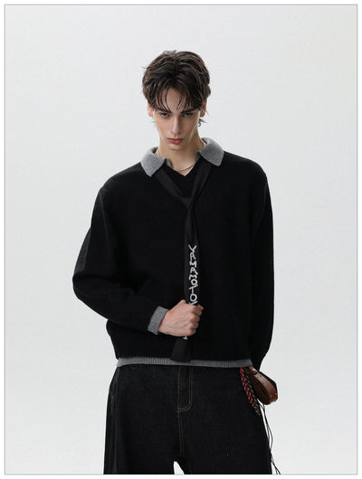 Layered Contrast Sweater Korean Street Fashion Sweater By Mr Nearly Shop Online at OH Vault