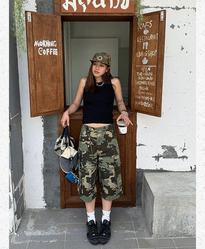 Camouflage Pattern Cargo Shorts Korean Street Fashion Shorts By Made Extreme Shop Online at OH Vault