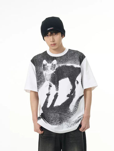 Cat BNW Photo Print T-Shirt Korean Street Fashion T-Shirt By 77Flight Shop Online at OH Vault