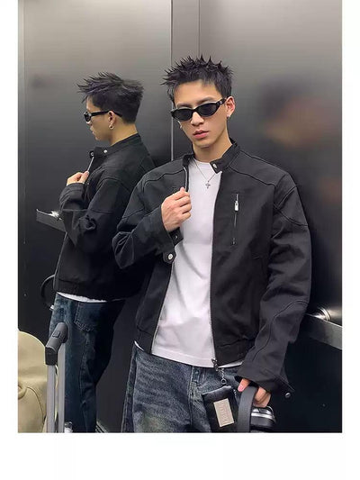 Structured Ruch Hem Boxy Jacket Korean Street Fashion Jacket By Poikilotherm Shop Online at OH Vault