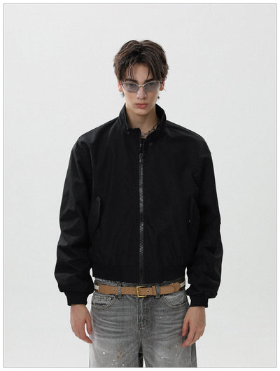 Plain Full-Zip Bomber Jacket Korean Street Fashion Jacket By Mr Nearly Shop Online at OH Vault