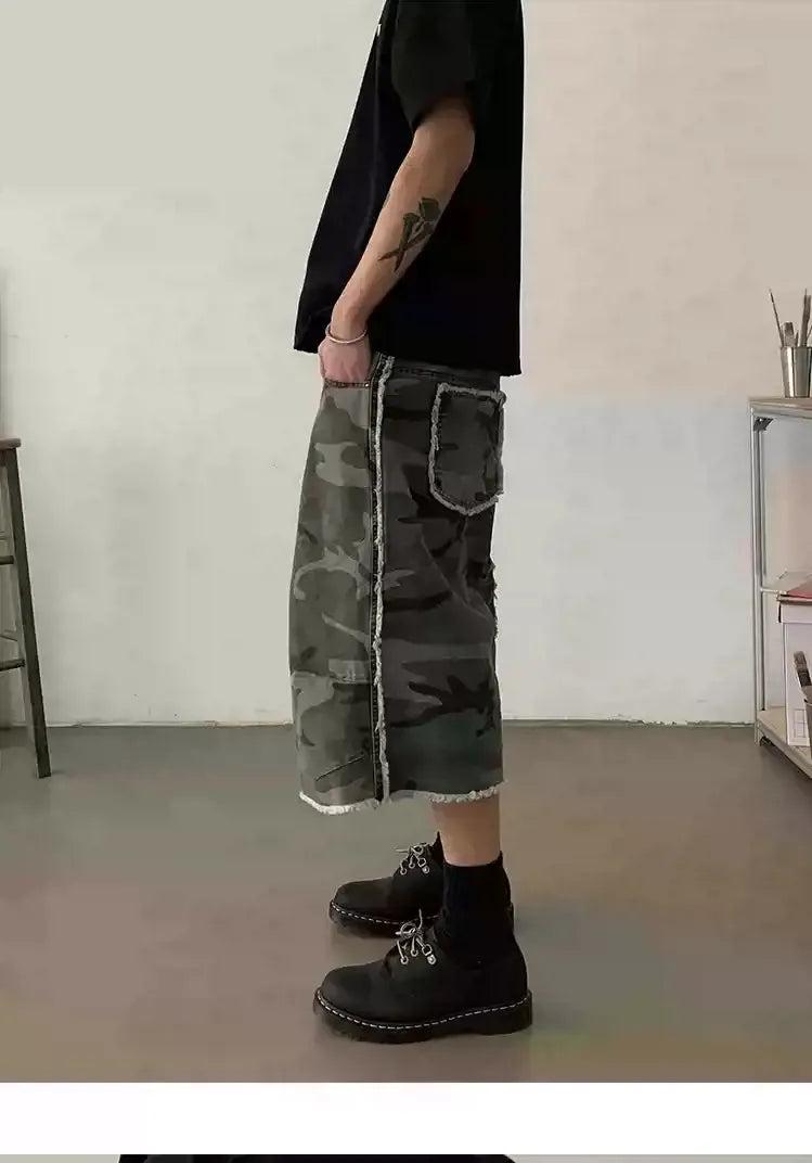 Raw Edge Camo Cargo Shorts Korean Street Fashion Shorts By In Knots Shop Online at OH Vault