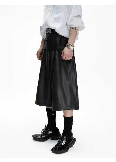 Mid Strap Belt PU Leather Shorts Korean Street Fashion Shorts By Argue Culture Shop Online at OH Vault