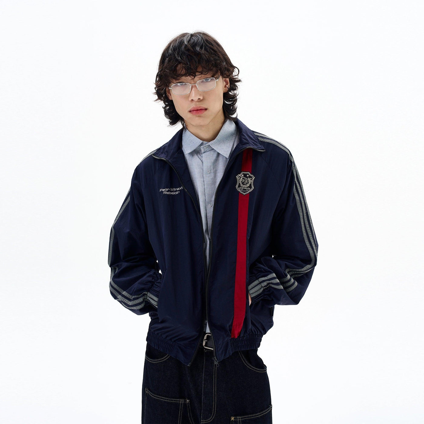 Sports Bar Stripes Zipped Jacket Korean Street Fashion Jacket By 77Flight Shop Online at OH Vault