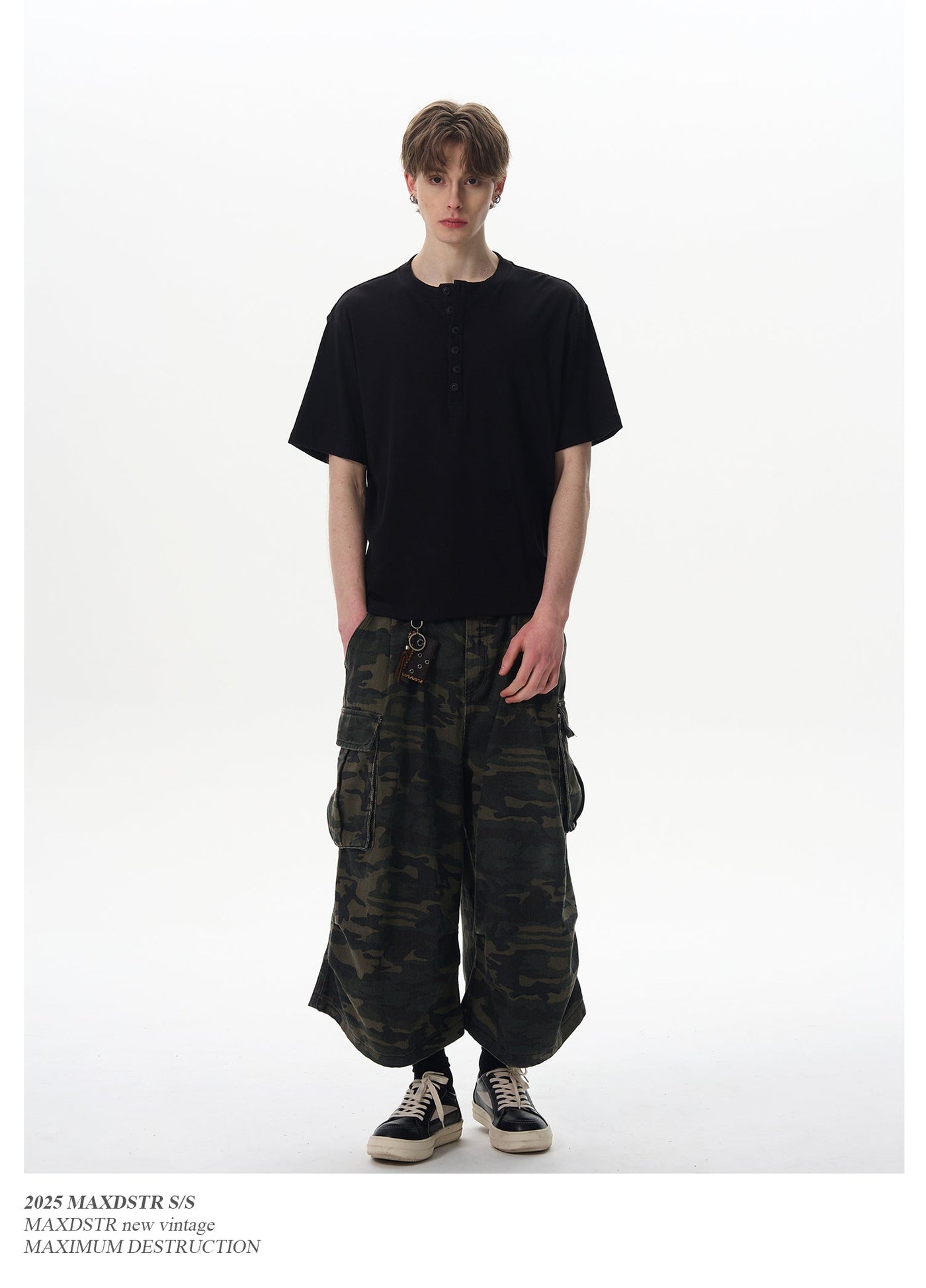 Vertical Striped Henley T-Shirt Korean Street Fashion T-Shirt By MaxDstr Shop Online at OH Vault