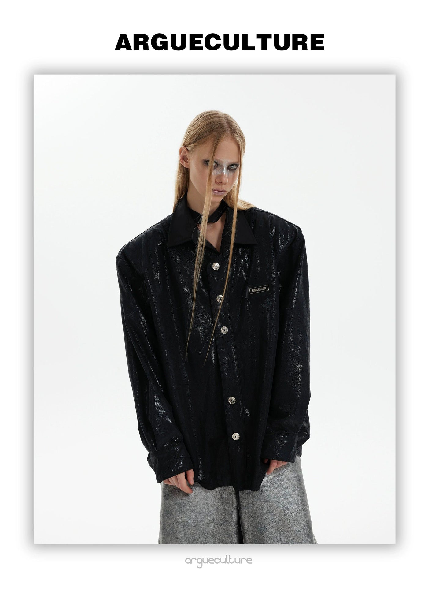 Shine Effect Buttoned Shirt Korean Street Fashion Shirt By Argue Culture Shop Online at OH Vault