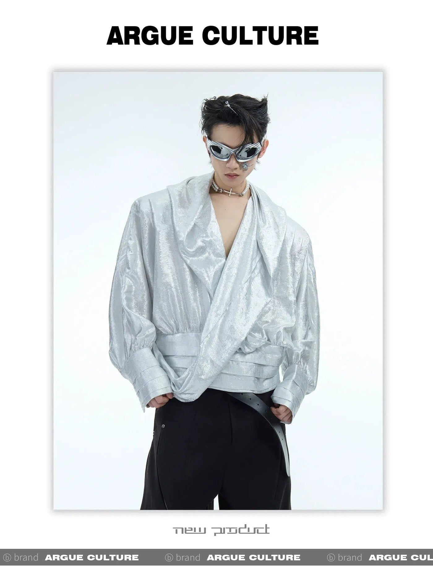 Shiny Drape V-Neck Cardigan Korean Street Fashion Cardigan By Argue Culture Shop Online at OH Vault