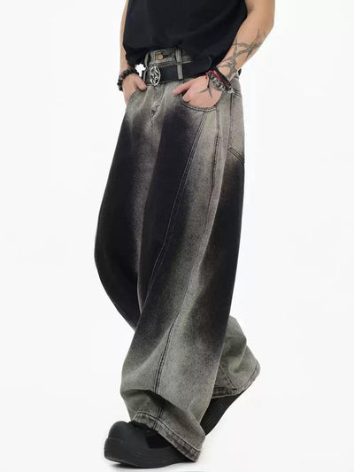 Structured Contrast Faded Jeans Korean Street Fashion Jeans By INS Korea Shop Online at OH Vault