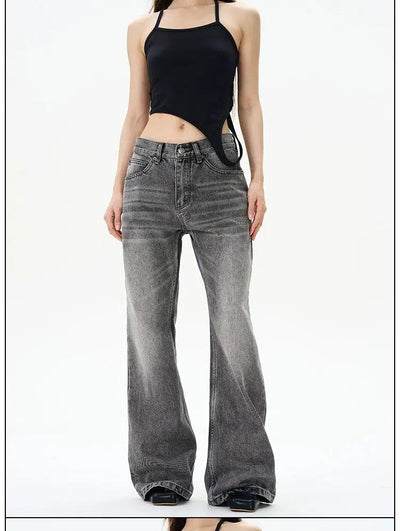 Smoky Wash Flared Jeans Korean Street Fashion Jeans By 77Flight Shop Online at OH Vault