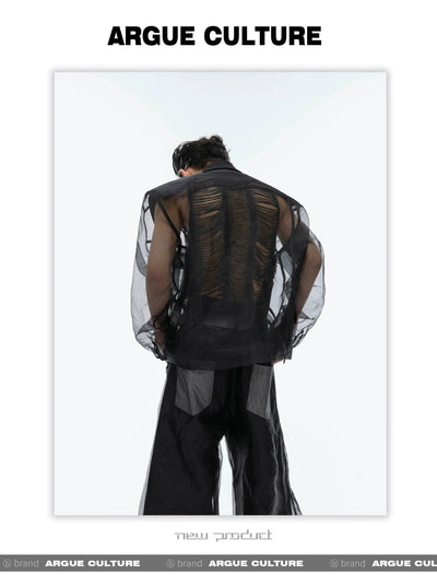 Hollowed Mesh Long Sleeve Shirt Korean Street Fashion Shirt By Argue Culture Shop Online at OH Vault