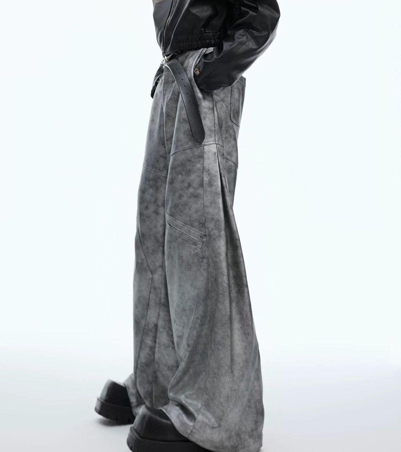 Structured Wide PU Leather Pants Korean Street Fashion Pants By Argue Culture Shop Online at OH Vault