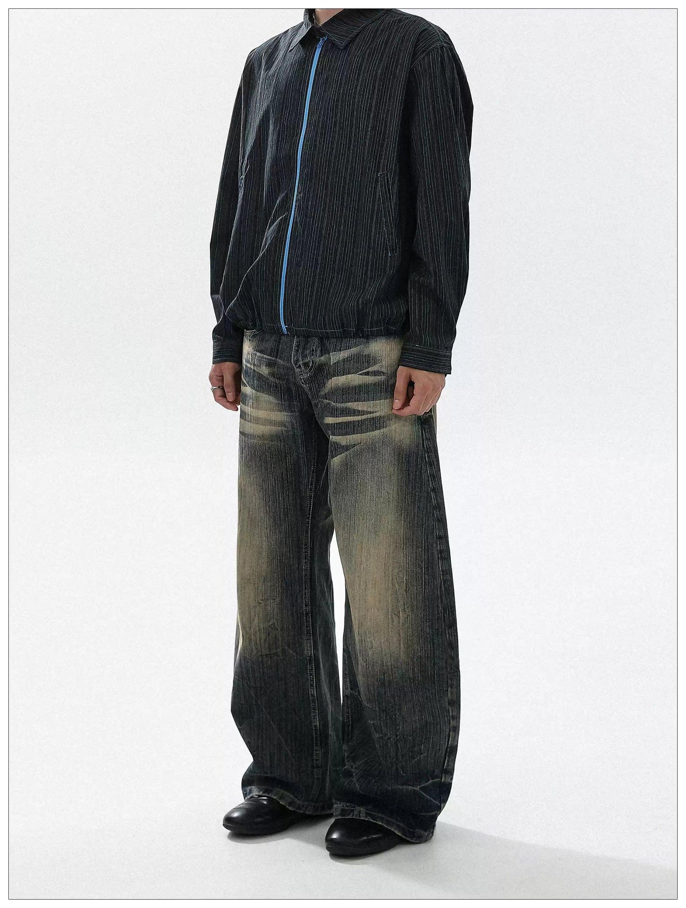 Sand Wash Wide Leg Jeans Korean Street Fashion Jeans By Mr Nearly Shop Online at OH Vault