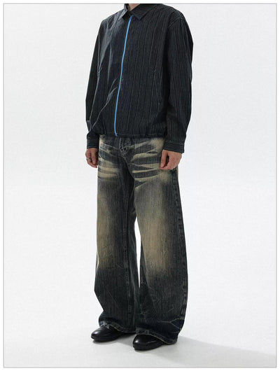 Sand Wash Wide Leg Jeans Korean Street Fashion Jeans By Mr Nearly Shop Online at OH Vault
