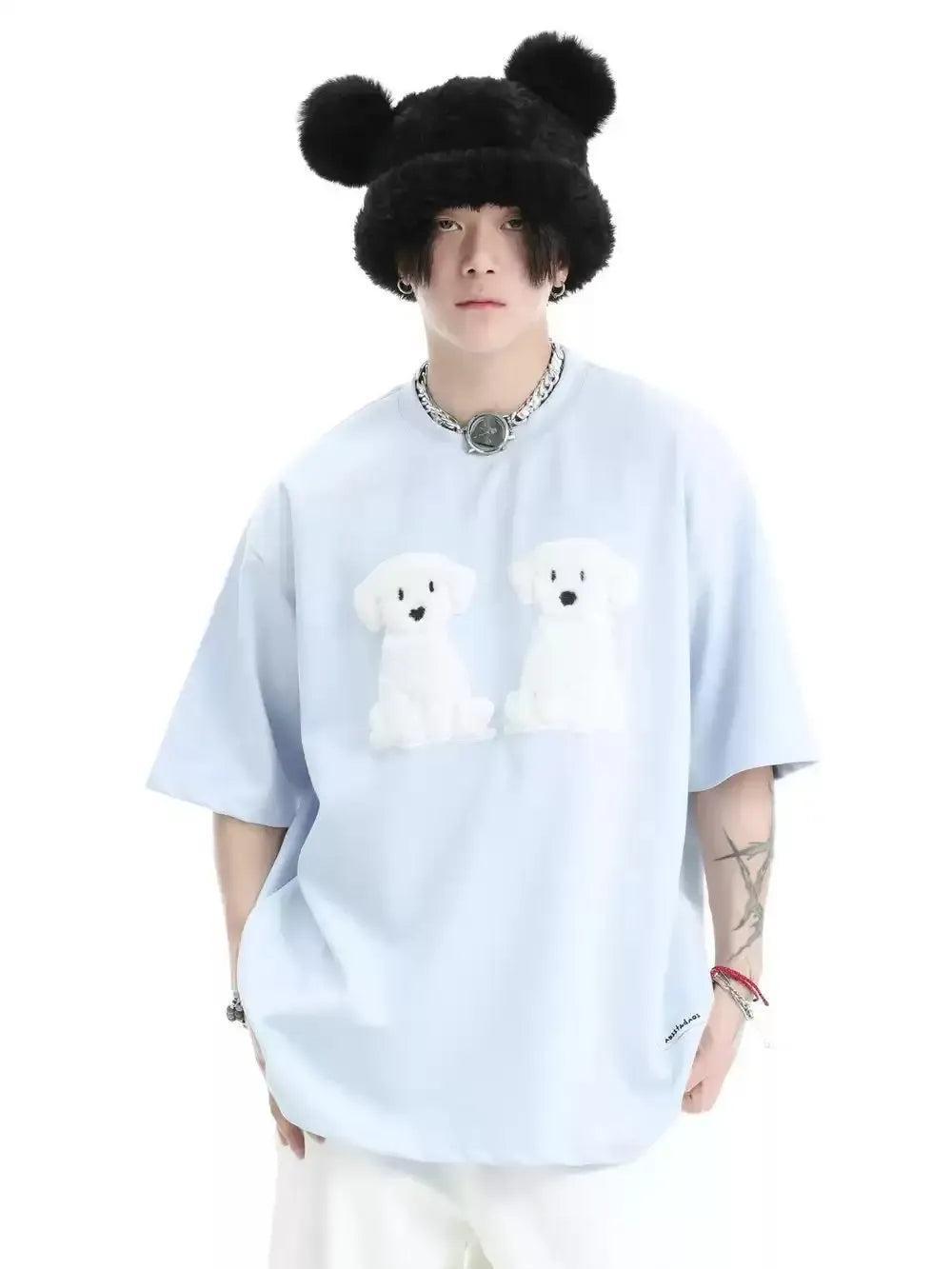 Puppy Patched T-Shirt Korean Street Fashion T-Shirt By INS Korea Shop Online at OH Vault