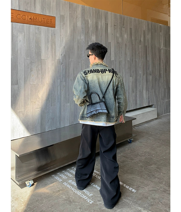Frayed Ends Denim Jacket Korean Street Fashion Jacket By Poikilotherm Shop Online at OH Vault