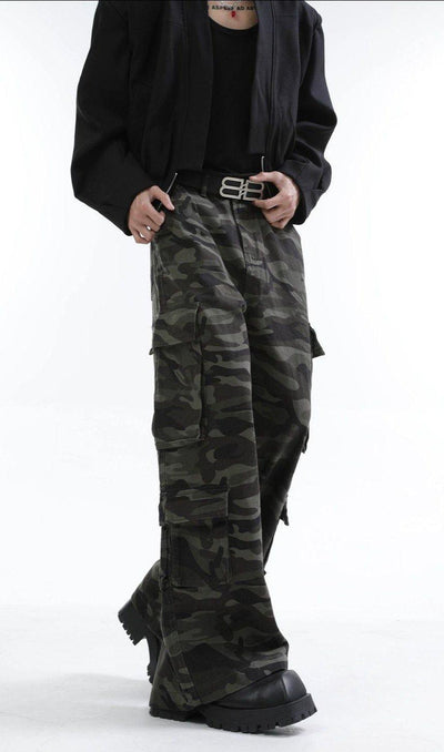 Camouflage Multi-Pocket Wide Jeans Korean Street Fashion Jeans By Turn Tide Shop Online at OH Vault