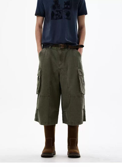 Structured Mid-Length Cargo Shorts Korean Street Fashion Shorts By 77Flight Shop Online at OH Vault