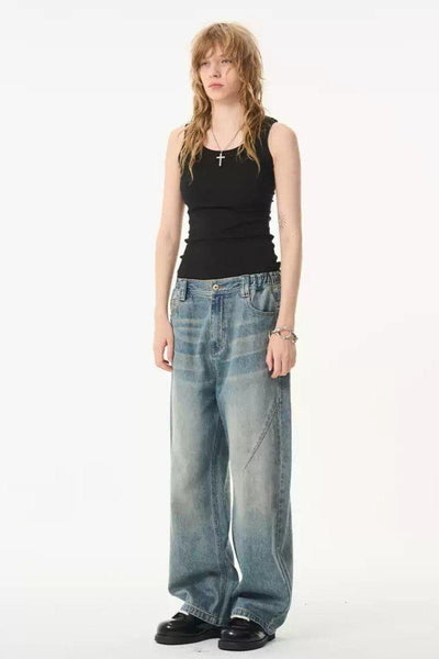 Distressed Pleated Bootcut Jeans Korean Street Fashion Jeans By Moditec Shop Online at OH Vault