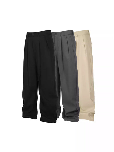 Basic Pleats Loose Fit Trousers Korean Street Fashion Trousers By Terra Incognita Shop Online at OH Vault