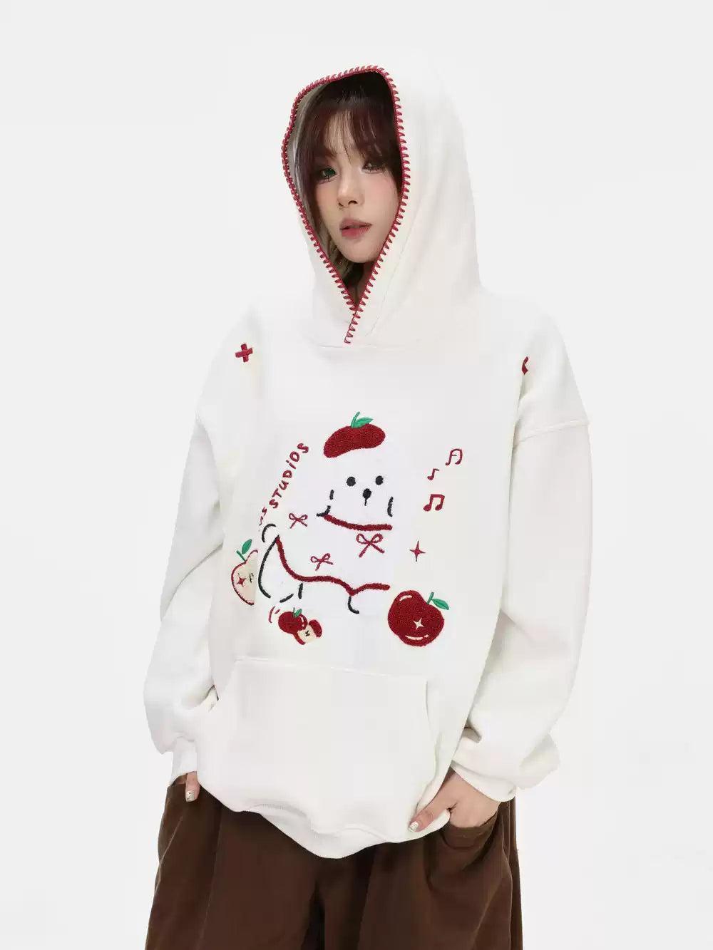 Graphic Pattern Embroidered Hoodie Korean Street Fashion Hoodie By INS Korea Shop Online at OH Vault