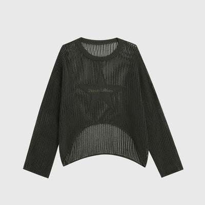 Star Shape Hollowed Sweater Korean Street Fashion Sweater By INS Korea Shop Online at OH Vault