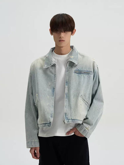 Cropped and Distressed Denim Jacket Korean Street Fashion Jacket By A PUEE Shop Online at OH Vault