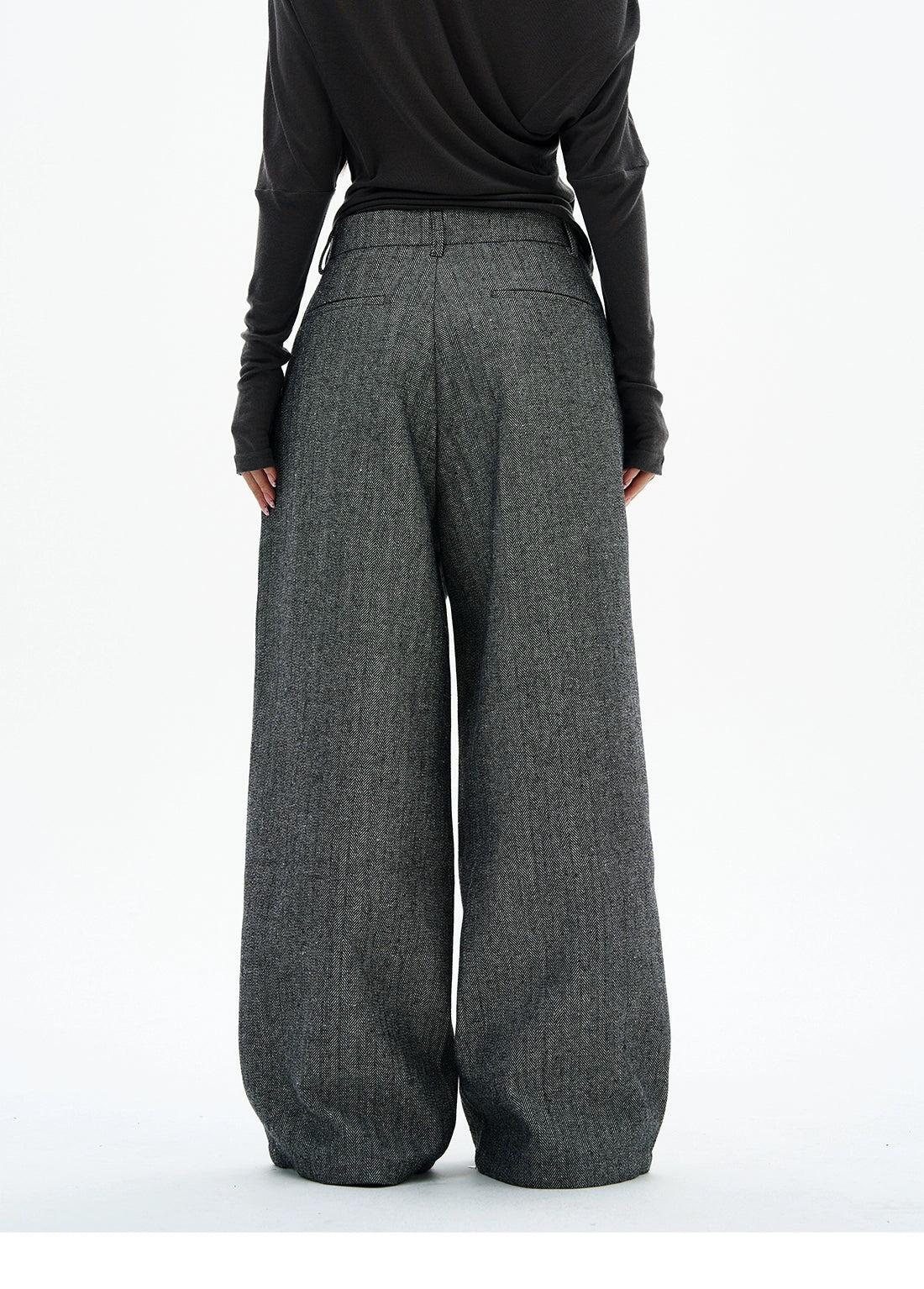 Pleated Tweed Trousers Korean Street Fashion Trousers By 77Flight Shop Online at OH Vault