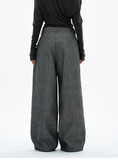 Pleated Tweed Trousers Korean Street Fashion Trousers By 77Flight Shop Online at OH Vault